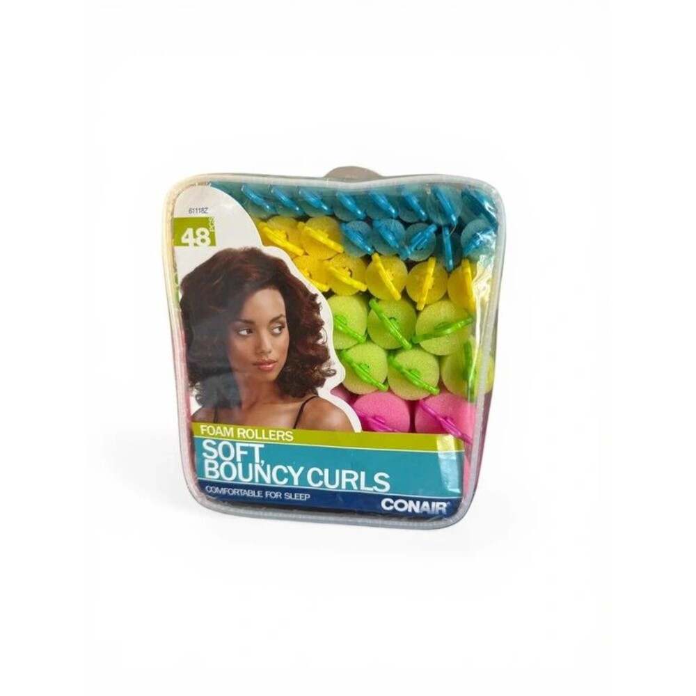 Conair 48 Pc Foam Hair Rollers Soft Bouncy Curls Heatless Overnight Curlers NWT